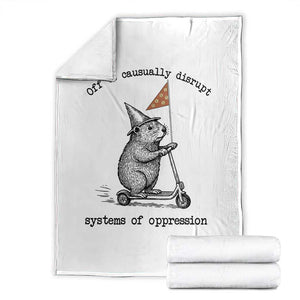 Funny Groundhog Scooter Meme Throw Blanket Off To Causually Disrupt System Of Oppression TS14 White Print Your Wear