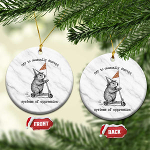Funny Groundhog Scooter Meme Ceramic Ornament Off To Causually Disrupt System Of Oppression TS14 1pc White Marble Print Your Wear