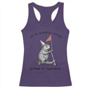 Funny Groundhog Scooter Meme Racerback Tank Top Off To Causually Disrupt System Of Oppression TS14 Purple Print Your Wear