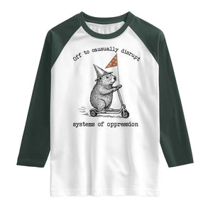 Funny Groundhog Scooter Meme Raglan Shirt Off To Causually Disrupt System Of Oppression TS14 White Dark Forest Green Print Your Wear