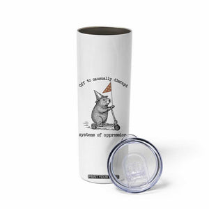 Funny Groundhog Scooter Meme Skinny Tumbler Off To Causually Disrupt System Of Oppression TS14 Print Your Wear