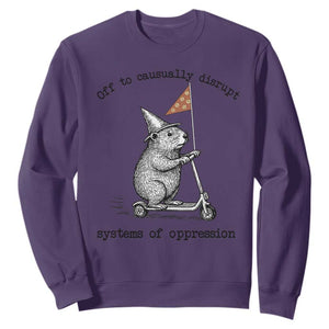 Funny Groundhog Scooter Meme Sweatshirt Off To Causually Disrupt System Of Oppression TS14 Purple Print Your Wear