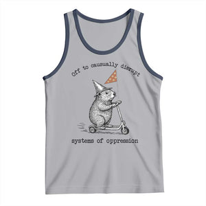 Funny Groundhog Scooter Meme Tank Top Off To Causually Disrupt System Of Oppression TS14 Athletic Heather Navy Print Your Wear