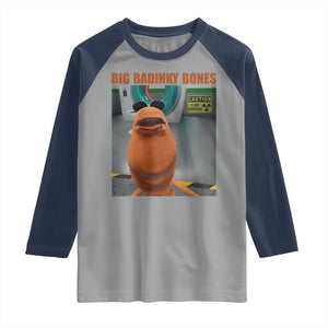 Marcus The Worm Meme Raglan Shirt Big Badinky Bones TS14 Sport Gray Navy Print Your Wear