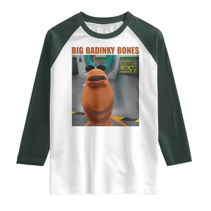 Marcus The Worm Meme Raglan Shirt Big Badinky Bones TS14 White Dark Forest Green Print Your Wear