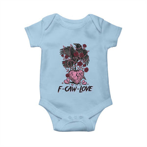 F Caw Love Baby Onesie Funny Anti Valentines Day Gothic Bird Meme TS14 Light Blue Print Your Wear