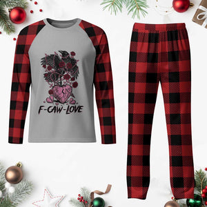 F Caw Love Plaid Pajama Set Funny Anti Valentines Day Gothic Bird Meme TS14 Buffalo Plaid Print Your Wear