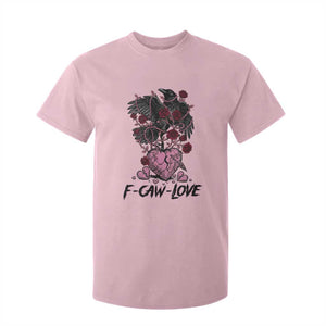 F Caw Love T Shirt For Kid Funny Anti Valentines Day Gothic Bird Meme TS14 Light Pink Print Your Wear