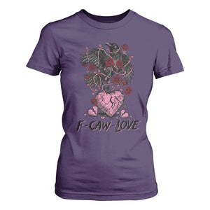 F Caw Love T Shirt For Women Funny Anti Valentines Day Gothic Bird Meme TS14 Purple Print Your Wear