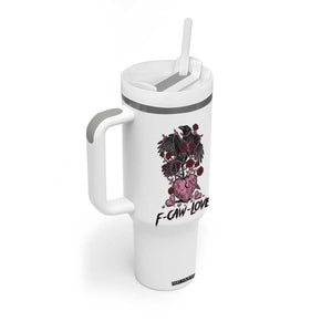 F Caw Love Tumbler With Handle Funny Anti Valentines Day Gothic Bird Meme TS14 Print Your Wear