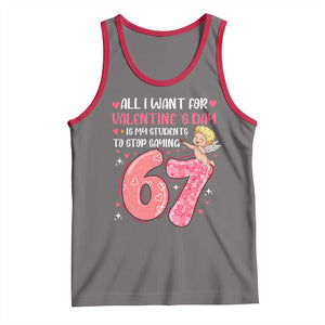 67 Valetines Meme Tank Top Funny Teacher Sayings Six Seven TS14 Deep Heather Red Print Your Wear