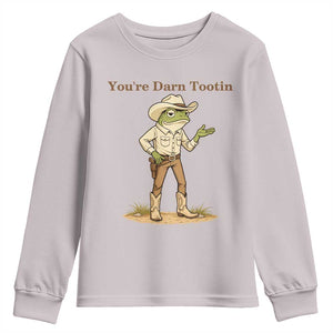 You're Darn Tootin Youth Sweatshirt Funny Cowboy Frog Meme TS14 Ice Gray Print Your Wear