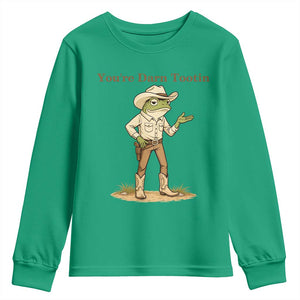 You're Darn Tootin Youth Sweatshirt Funny Cowboy Frog Meme TS14 Irish Green Print Your Wear