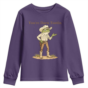 You're Darn Tootin Youth Sweatshirt Funny Cowboy Frog Meme TS14 Purple Print Your Wear