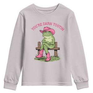 You're Darn Tootin Youth Sweatshirt Funny Cowgirl Frog Sarcastic Meme TS14 Ice Gray Print Your Wear