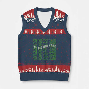 We Did Not Care V-Neck Knit Sweater Vest Sarcastic Attitude TS14 Navy Red Print Your Wear