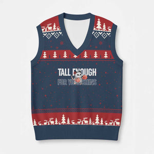 Tall Enough For Your Shins V-Neck Knit Sweater Vest Funny Possum Boxing Meme TS14 Navy Red Print Your Wear