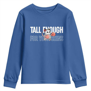 Tall Enough For Your Shins Youth Sweatshirt Funny Possum Boxing Meme TS14 Royal Blue Print Your Wear