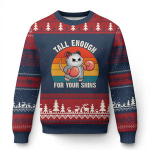 Tall Enough For Your Shins Ugly Christmas Sweater Funny Possum Meme TS14 Navy Red Print Your Wear