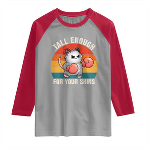 Tall Enough For Your Shins Raglan Shirt Funny Possum Meme TS14 Sport Gray Red Print Your Wear