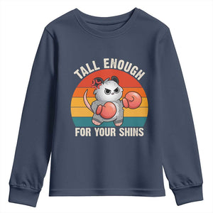 Tall Enough For Your Shins Youth Sweatshirt Funny Possum Meme TS14 Navy Print Your Wear