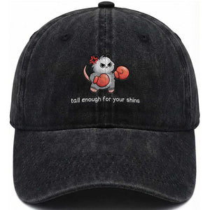 Tall Enough For Your Shins Washed Cotton Baseball Cap Funny Possum Sarcastic Meme TS14 Washed Cap Universal Fit Black Print Your Wear