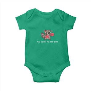 Tall Enough For Your Shins Baby Onesie Funny Raccoon Sarcastic Meme TS14 Irish Green Print Your Wear