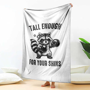 Tall Enough For Your Shins Throw Blanket Funny Raccoon Boxing Meme TS14 Print Your Wear