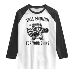 Tall Enough For Your Shins Raglan Shirt Funny Raccoon Boxing Meme TS14 White Black Print Your Wear