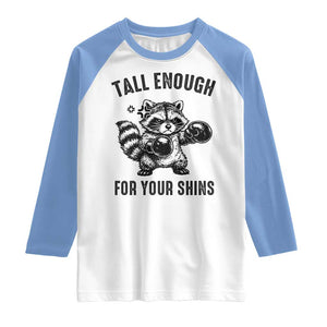 Tall Enough For Your Shins Raglan Shirt Funny Raccoon Boxing Meme TS14 White Carolina Blue Print Your Wear