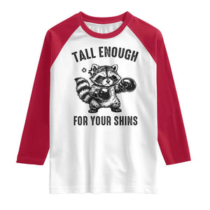 Tall Enough For Your Shins Raglan Shirt Funny Raccoon Boxing Meme TS14 White Red Print Your Wear