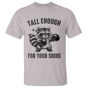 Tall Enough For Your Shins T Shirt Funny Raccoon Boxing Meme TS14 Ice Gray Print Your Wear