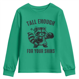 Tall Enough For Your Shins Youth Sweatshirt Funny Raccoon Boxing Meme TS14 Irish Green Print Your Wear