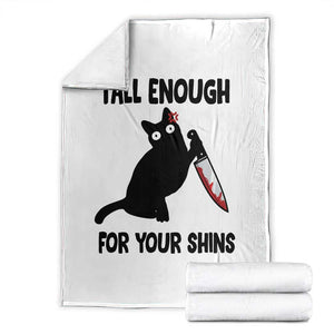 Tall Enough For Your Shins Throw Blanket Funny Cat Sarcastic Meme TS14 White Print Your Wear