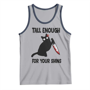 Tall Enough For Your Shins Tank Top Funny Cat Sarcastic Meme TS14 Athletic Heather Navy Print Your Wear
