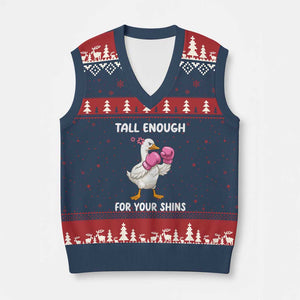 Tall Enough For Your Shins V-Neck Knit Sweater Vest Funny Goose Sarcastic Meme TS14 Navy Red Print Your Wear