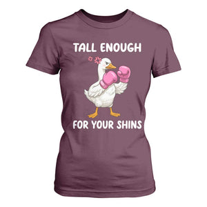 Tall Enough For Your Shins T Shirt For Women Funny Goose Sarcastic Meme TS14 Maroon Print Your Wear