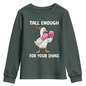 Tall Enough For Your Shins Youth Sweatshirt Funny Goose Sarcastic Meme TS14 Dark Forest Green Print Your Wear