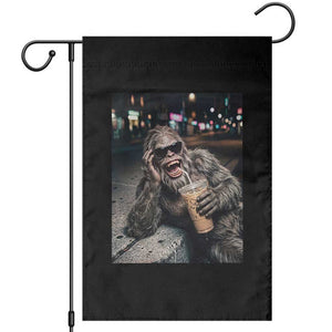 Bigfoot Drinking Iced Coffee Garden Flag Funny Sasquatch Streetwear TS14 Black Print Your Wear