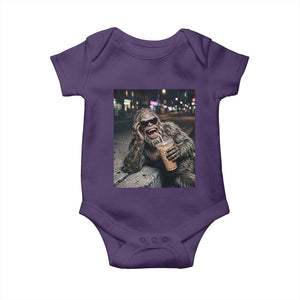Bigfoot Drinking Iced Coffee Baby Onesie Funny Sasquatch Streetwear TS14 Purple Print Your Wear