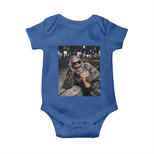 Bigfoot Drinking Iced Coffee Baby Onesie Funny Sasquatch Streetwear TS14 Royal Blue Print Your Wear