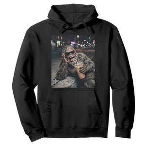Bigfoot Drinking Iced Coffee Hoodie Funny Sasquatch Streetwear TS14 Black Print Your Wear