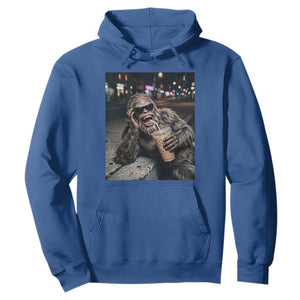 Bigfoot Drinking Iced Coffee Hoodie Funny Sasquatch Streetwear TS14 Royal Blue Print Your Wear
