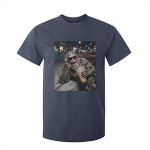 Bigfoot Drinking Iced Coffee T Shirt For Kid Funny Sasquatch Streetwear TS14 Navy Print Your Wear