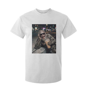 Bigfoot Drinking Iced Coffee T Shirt For Kid Funny Sasquatch Streetwear TS14 White Print Your Wear