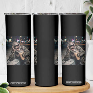 Bigfoot Drinking Iced Coffee Skinny Tumbler Funny Sasquatch Streetwear TS14 Print Your Wear