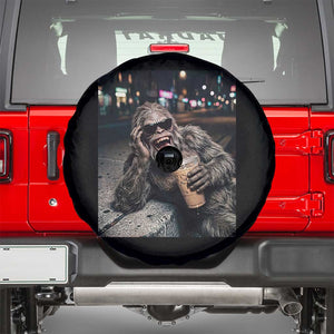Bigfoot Drinking Iced Coffee Spare Tire Cover Funny Sasquatch Streetwear TS14 Black Print Your Wear