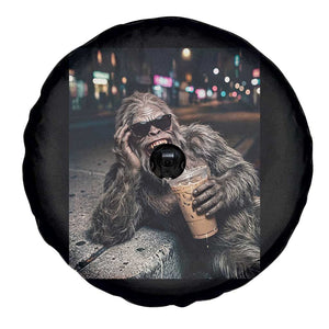 Bigfoot Drinking Iced Coffee Spare Tire Cover Funny Sasquatch Streetwear TS14 Print Your Wear