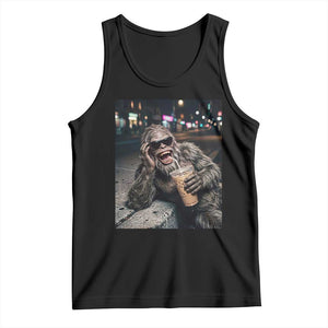 Bigfoot Drinking Iced Coffee Tank Top Funny Sasquatch Streetwear TS14 Black Print Your Wear