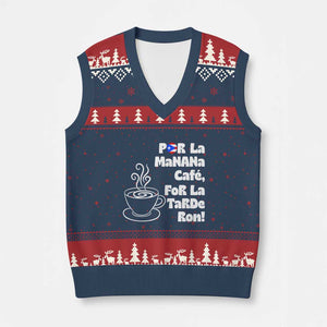 Por La Mañana Cafe V-Neck Knit Sweater Vest Puerto Rican Music Lover Coffee Fan TS14 Navy Red Print Your Wear